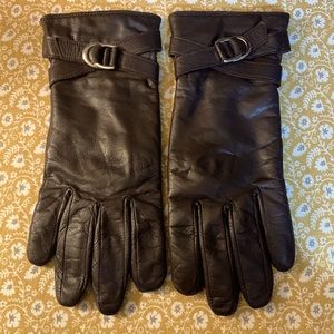 Chocolate Brown Wilson leather gloves with silver buckle…